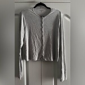 Abercrombie & Fitch Gray Ribbed Long Sleeve Snap Front Shirt - Size XL